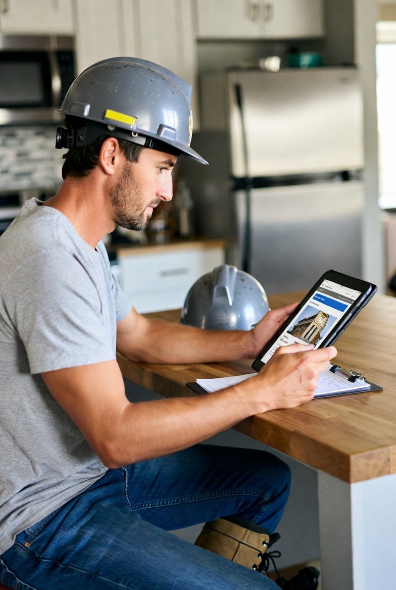 Texas electrician completing an online CE course on a tablet